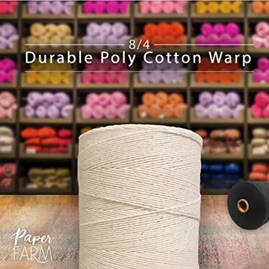 Durable Loom Warp Thread (Natural/Off White), One Spool, 8/4 Warp Yarn (800 Yards), Perfect for Weaving: Carpet, Tapestry, Rug, Blanket or Pattern - Warping Thread for Any Loom {2}
