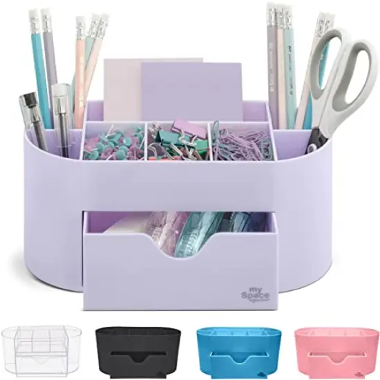 Acrylic Desk Organizer for Office Supplies and Desk Accessories Pen Holder Office Organization Desktop Organizer for Room College Dorm Home School, Light Purple (White Lavender) {1}