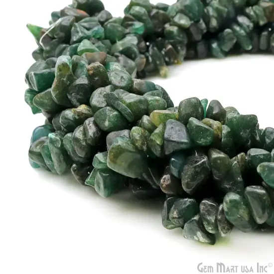 Aventurine Chip Beads, 34 Inch, Natural Chip Strands, Drilled Strung Nugget Beads, 7-10mm, Polished, GemMartUSA (CHAV-70004) {1}