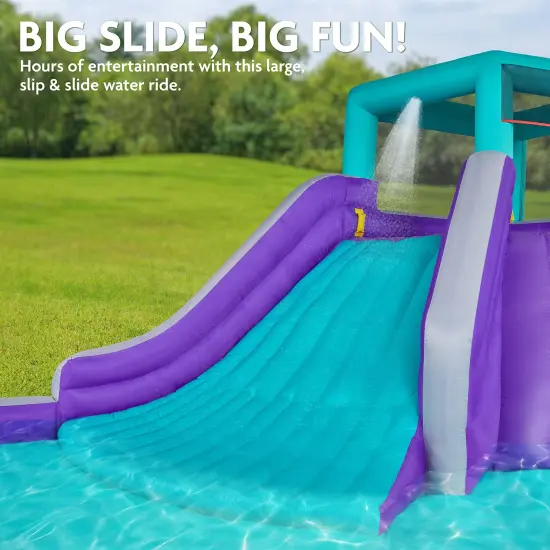 Sunny & Fun Inflatable Water Slide, Waterslide for Kids Backyard with Air Pump & Carrying Case Purple {4}