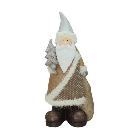 Northlight Santa Holding Christmas Tree Figurine - 18.5" - Brown and White {4}