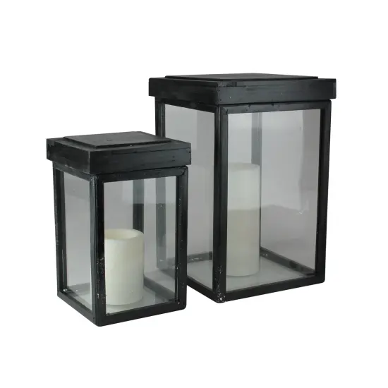 Kaemingk Set of 2 Lidded Black Fir Wood Display Boxes 16.5" {3}