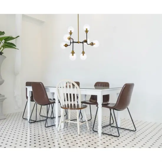 Hanson 8 lights pendant in black with brass with clear shade {2}