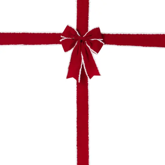 Northlight 14' Red and White Velvet Christmas Door Bow {4}