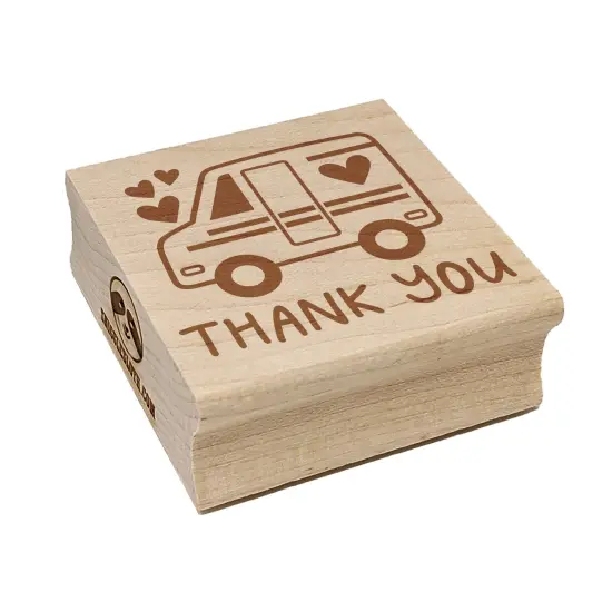 Thank You Mail Shipping Delivery Truck Square Rubber Stamp for Stamping Crafting {2}