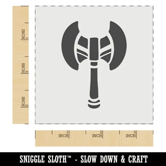 Battle Axe Dwarven Fantasy Weapon Wall Cookie DIY Craft Reusable Stencil {5}