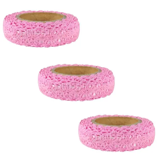 Wrapables Decorative Lace Tape (Set of 3) Pink {1}