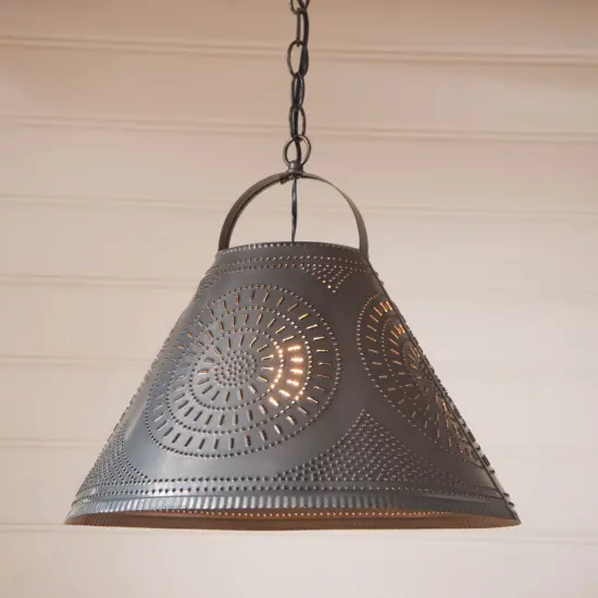 Irvins Country Tinware Homestead Shade Light with Chisel in Kettle Black {3}