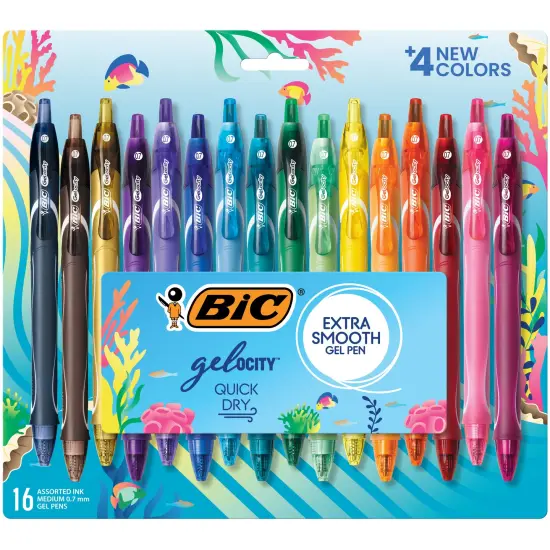BIC Gelocity Quick Dry Ocean Themed Gel Pens, Medium Point (0.7mm), 16-Count Gel Pen Set, Colored Gel Pens for Note Taking and Journaling {2}