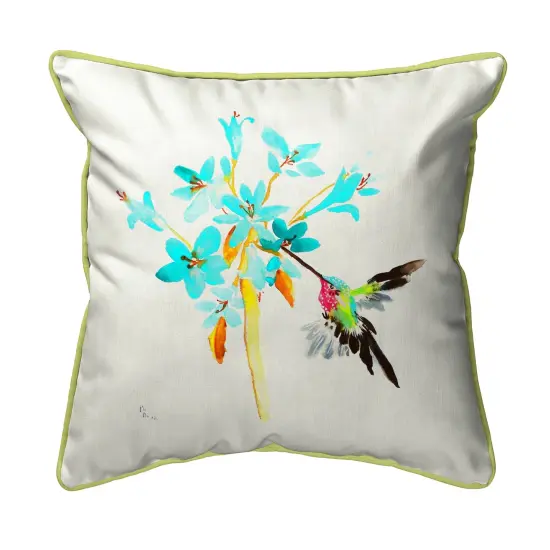 Betsy Drake Blue Hummingbird Extra Large 22 X 22 Indoor / Outdoor Pillow {1}
