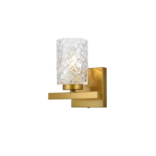 Cassie 1 light bath sconce in brass with clear shade {3}