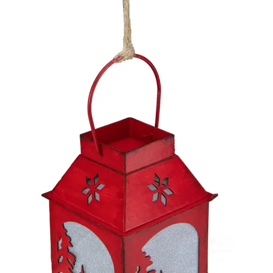 Northlight Lighted Reindeer Silhouette Lantern Christmas Ornament - 5.5" - Red {4}