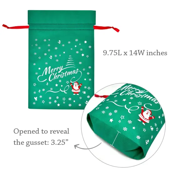Wrapables Non-Woven Christmas Holiday Drawstring Gift Bags for Party Favors, Goodie Bag, Treats, Gift Wrap, Parties (Set of 8) Red Green {2}