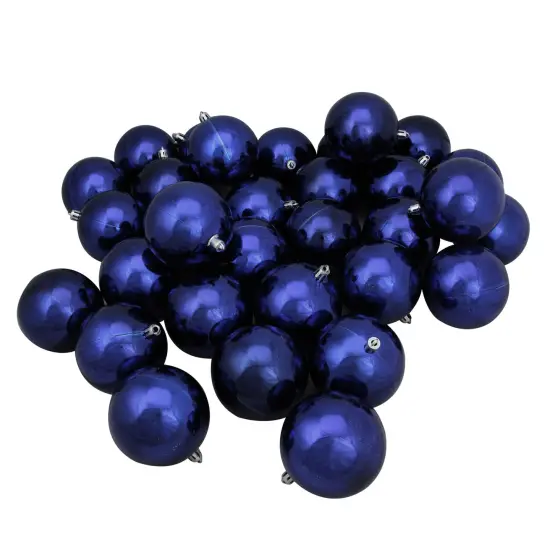 Northlight Shiny Shatterproof Christmas Ball Ornaments 3.25" (80mm) - Royal Blue - 32ct {1}