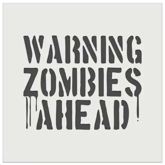 Warning Zombies Ahead Halloween Monster Wall Cookie DIY Craft Reusable Stencil {7}