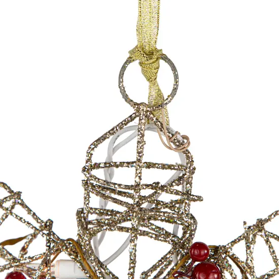 Northlight 19" Lighted Silver Glittered Berry Rattan Snowflake Christmas Window Decoration {7}