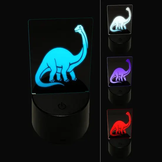 Brontosaurus Dinosaur 3D Illusion LED Night Light Sign Nightstand Desk Lamp {1}