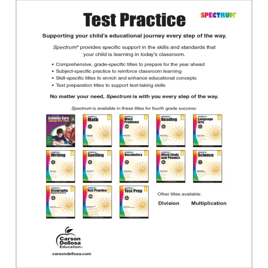 Spectrum Test Practice 4th Grade Workbooks, Math, Language Arts, Reading Comprehension, Grammar, Spelling, Vocabulary, and Writing Practice, Classroom or Homeschool Curriculum {2}
