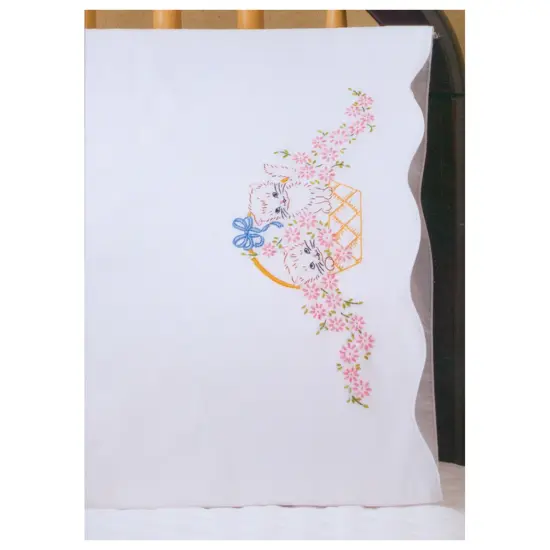 Tobin Stamped For Embroidery Pillowcase Pair 20"X30"-Kittens {2}