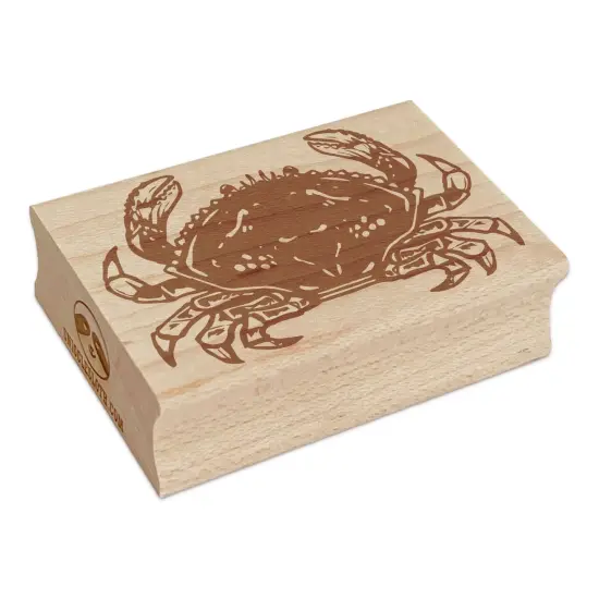 Dungeness Crab Seafood Crustacean Rectangle Rubber Stamp for Stamping Crafting {7}