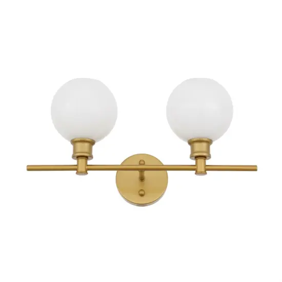 Collier 2 light Brass and Frosted white glass Wall sconce {5}