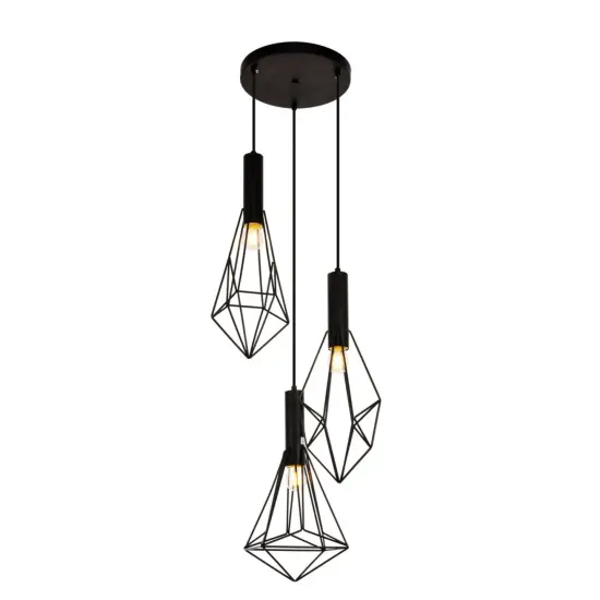 Jago Collection Pendant D16.0 H30.4 Lt:3 Black Finish {1}