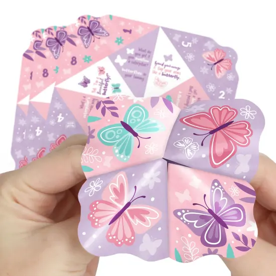 Big Dot of Happiness Beautiful Butterfly - Floral Baby Shower or Birthday Party Cootie Catcher Game - Jokes and Dares Fortune Tellers - Set of 12 {1}