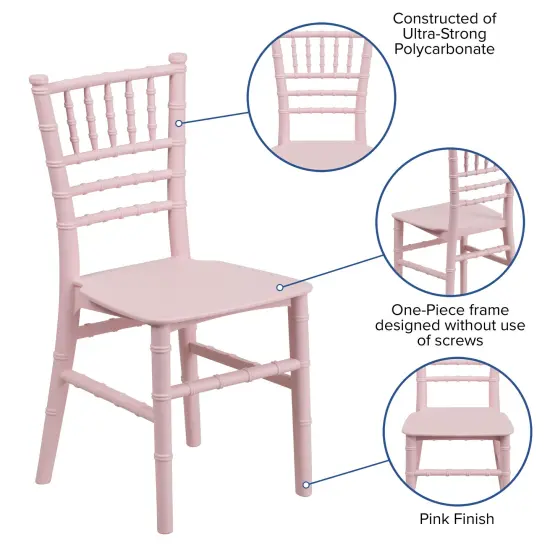 Emma and Oliver 10 Pack Child&rsquo;s All Occasion Resin Chiavari Chair for Home or Home Based Rental Business Pink {3}