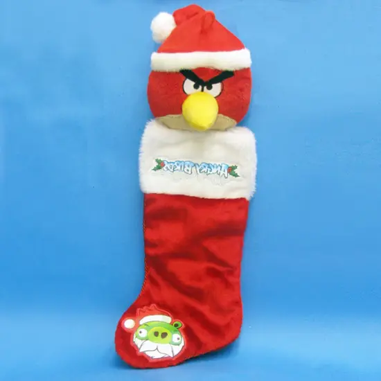 Kurt Adler 23" Red and White Angry Bird Plush Head Christmas Stocking {3}