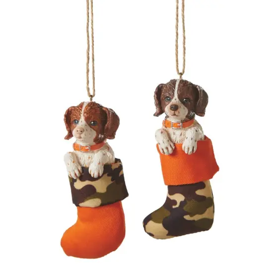 Midwest 4.5" Red Haired Welsh Springer Spaniel Puppy Dog in Stocking Christmas Ornament Orange {1}