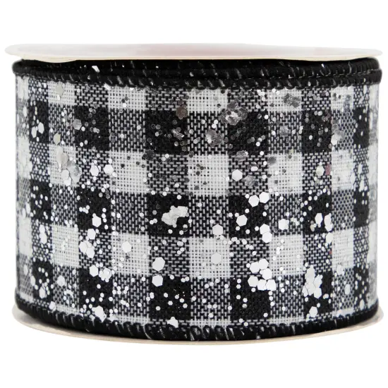 Northlight Black and White Gingham Wired Craft Ribbon 2.5" x 10 Yards {5}