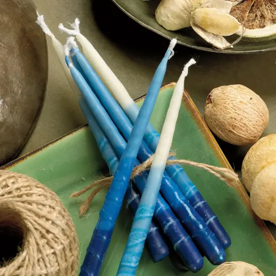 Rite Lite Blue and White Hanukkah Premium Hand Dipped Candles 5" {3}