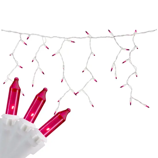 Northlight Mini Incandescent Icicle Christmas Lights - Pink - 3.5' White Wire - 100ct {1}
