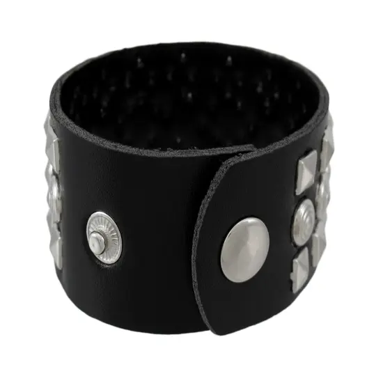 Black Vinyl Wristband with Pyramid/Chrome Studs {4}