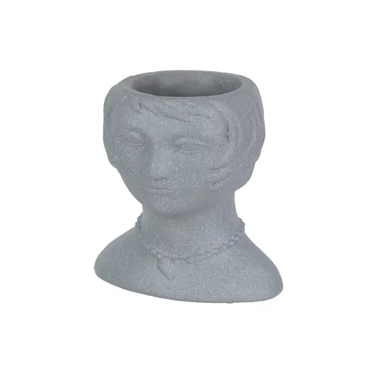 Roaring 20's Flapper Lady Gray Concrete Head Mini Planter 6 Inches Tall {4}