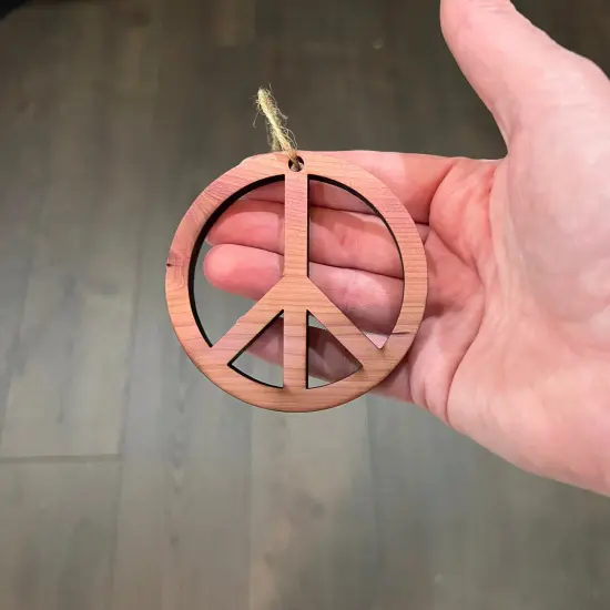 Peace Symbol - Cedar Ornament {4}