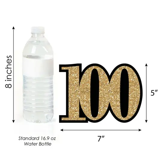 Big Dot of Happiness Adult 100th Birthday - Gold - Decorations DIY Party Essentials - Set of 20 {6}