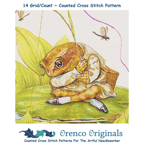 Jeremy Fisher Frog Detail inspired by Beatrix Potter Counted Cross Stitch Pattern {1}