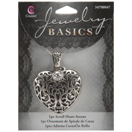 CousinDIY Jewelry Basics Metal Accent 1/Pkg-Heart Scroll {1}