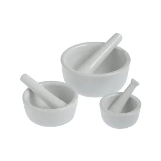 HIC Mortar and Pestle Spice Herb Grinder Pill Crusher Set, Fine-Quality Porcelain, Set of 3 {7}