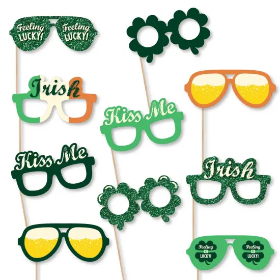 Big Dot of Happiness St. Patrick's Day Glasses - Paper Card Stock Saint Paddy's Day Party Photo Booth Props Kit - 10 Count {1}
