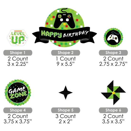 Big Dot of Happiness Game Zone - Pixel Video Game Birthday Party Cake Decorating Kit - Happy Birthday Cake Topper Set - 11 Pieces {7}