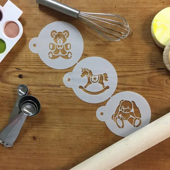Teddy Bear, Rocking Horse and Bunny Cookie Set | C782 by Designer Stencils | Cookie Decorating Tools | {4}