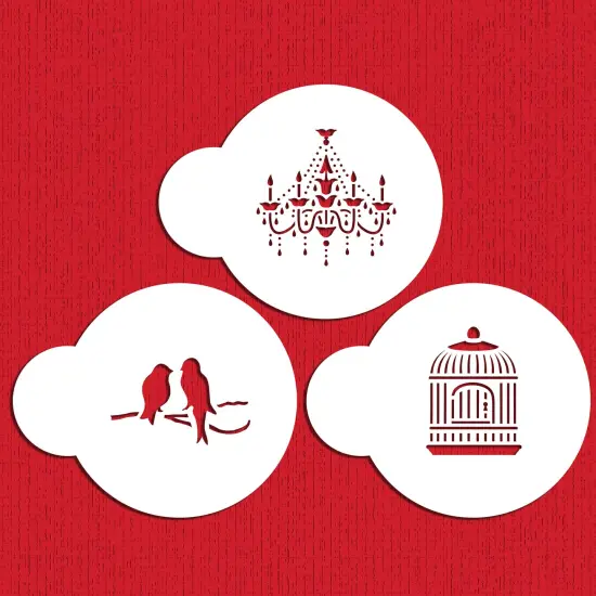 Mini Love Birds & Chandelier Cookie Stencil Set | C838 by Designer Stencils | Cookie Decorating Tools | {2}