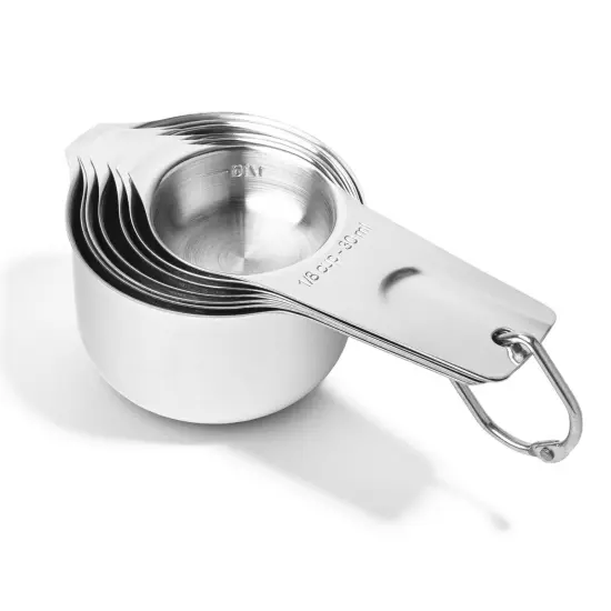 Last Confection 7pc Stainless Steel Measuring Cup Set - Includes 1/8 Cup Coffee Scoop - Measurements for Dry and Liquid Cooking & Baking Ingredients {3}