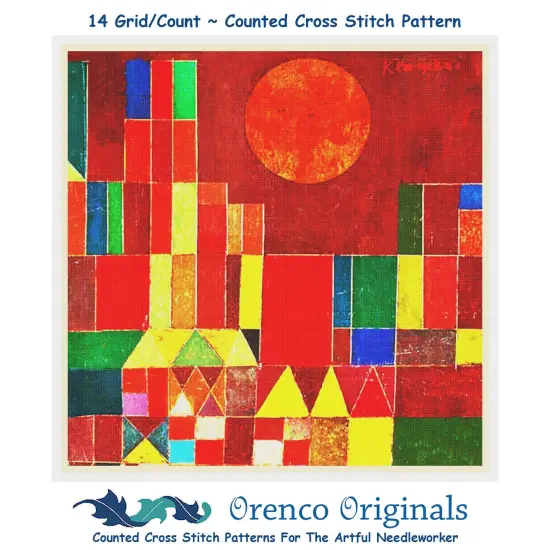 Expressionist Klee Castle Sun Detail Counted Cross Stitch Chart Pattern {1}