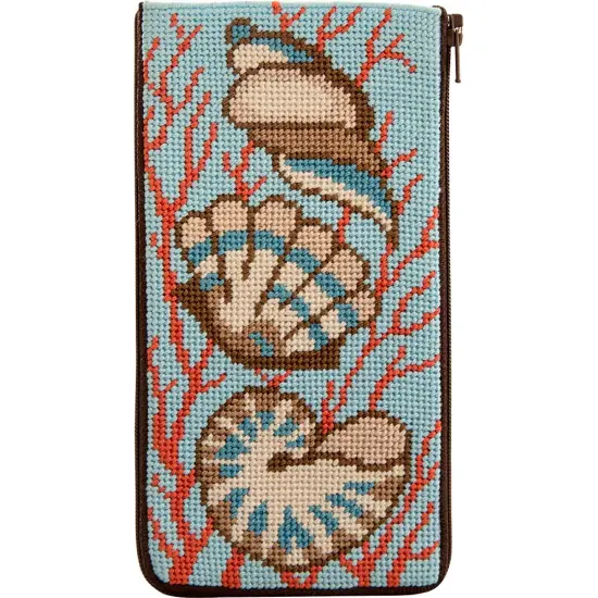 Stitch & Zip Eyeglass Case Needlepoint Kit- Shells & Coral Multicolor {1}