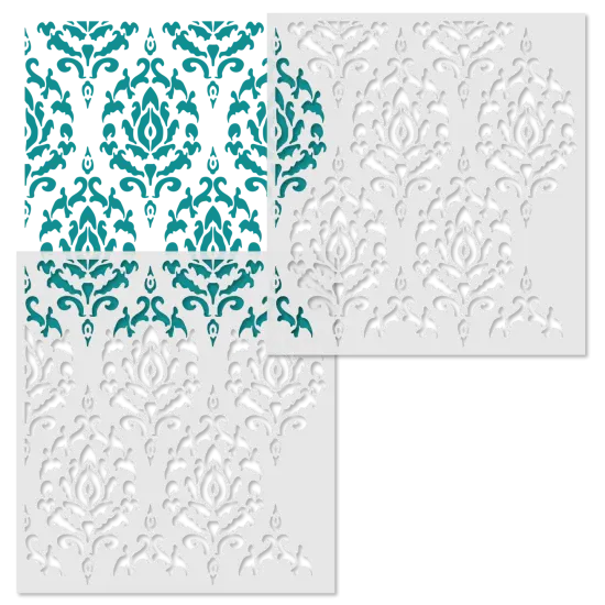 Global Damask All Over Wall Stencil | 3802 by Designer Stencils | Pattern Stencils | Reusable Stencils for Painting | Safe & Reusable Template for Wall Decor | Try This Stencil Instead of a Wallpaper | Easy to Use & Clean Art Stencil Pattern {3}