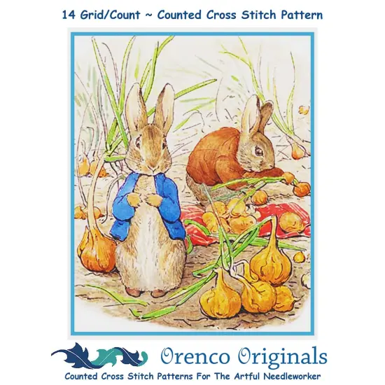 Beatrix Potter Peter Rabbit Collects Onions Counted Cross Stitch Chart Pattern {1}