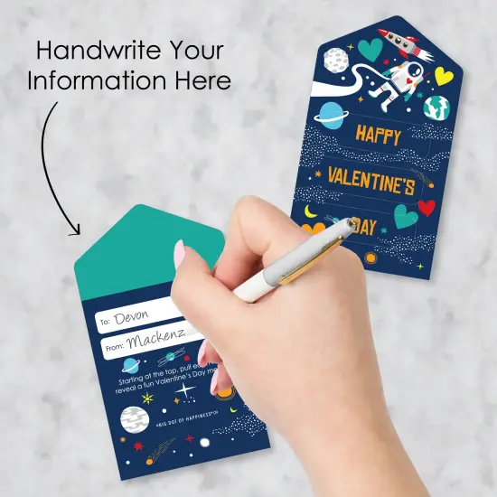 Big Dot of Happiness Blast Off to Outer Space - Rocket Ship Cards for Kids - Happy Valentine's Day Pull Tabs - Set of 12 {4}